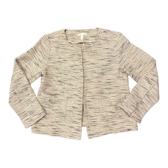 Eileen Fisher Size XS Open Cardigan Jacket Cotton Natural Woven Crop - Picture 3 of 7